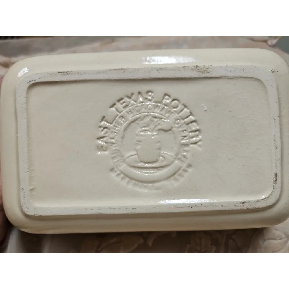 East Texas Pottery Spongeware Loaf Pan Vintage 